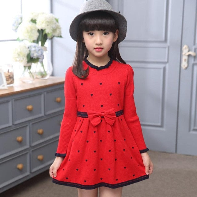 Kids Dresses For Girls Winter Knitted Sweater Girl Dress Christmas