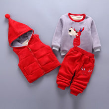 Load image into Gallery viewer, 3pcs/Set Baby Christmas Clothes Super Warm Winter baby boys girls suit fleece sweater +Hooded Vest +Pants Infant thickening suit