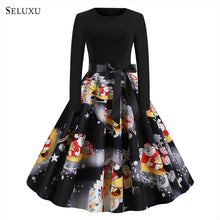 Load image into Gallery viewer, Seluxu 2019 Winter Dress Women Christmas Clothes Christmas Dress Women Vestidos Women Dress Round Neck Long Sleeve Women Dress