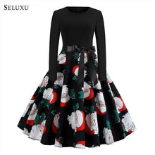 Load image into Gallery viewer, Seluxu 2019 Winter Dress Women Christmas Clothes Christmas Dress Women Vestidos Women Dress Round Neck Long Sleeve Women Dress