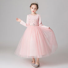 Load image into Gallery viewer, Gorgeous Kids Girls Long Sleeve Beading Princess Birthday Wedding Events Party Dresses Children Holiday Christmas Clothes 6-12