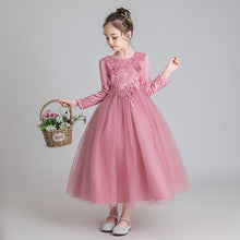 Load image into Gallery viewer, Gorgeous Kids Girls Long Sleeve Beading Princess Birthday Wedding Events Party Dresses Children Holiday Christmas Clothes 6-12