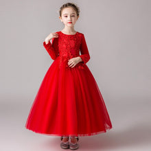 Load image into Gallery viewer, Gorgeous Kids Girls Long Sleeve Beading Princess Birthday Wedding Events Party Dresses Children Holiday Christmas Clothes 6-12