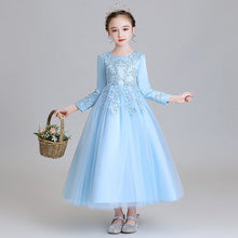 Load image into Gallery viewer, Gorgeous Kids Girls Long Sleeve Beading Princess Birthday Wedding Events Party Dresses Children Holiday Christmas Clothes 6-12