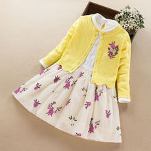 Load image into Gallery viewer, Children`s Winter Clothes Set Girls Sweater Coats+lace Dresses 2pcs Suit Girls Princess School Clothing Kids Christmas Clothes