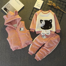 Load image into Gallery viewer, Kids Clothes Baby Boy Girls Cartoon Cat Costume for Girls Children Clothing 2018 Winter 3 Pcs Suits Christmas Clothes for Kids