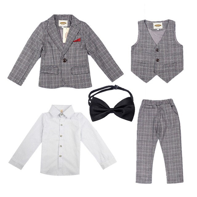 Children's Small Suit Suit Plus Velvet Thickening Boy Host Speech Dress Boy Wedding Flower Girl Christmas Clothes Boys Clothes