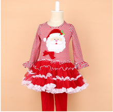 Load image into Gallery viewer, Retail baby boys &amp; girls clothing sets. white long sleeve Santa Claus blouse +red pants. children Christmas clothes. kids outfit