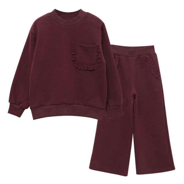 cotton fleece christmas clothes for girls clothing set teenage little girls winter suit sweatshirts wand pants 2 pieces kids set