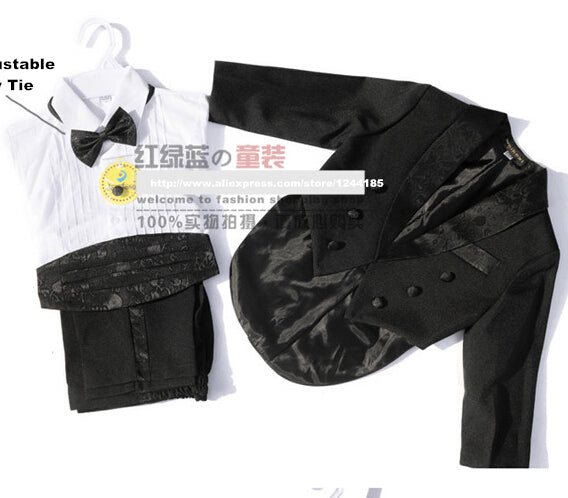 BBWOWLIN Formal Tuxedo Suit Baby Boy Christmas Clothes for 3 - 9 Years Boy White Black Gentleman Infant Clothing Onesie 70774