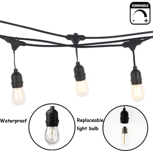 10M/15M Grade Patio Lights LED String Lights Christmas Wedding Outdoor Waterproof S14 Dimmable LED Retro Bulb Garden Garland