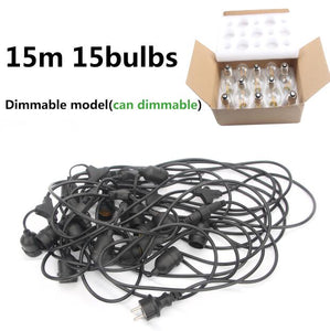 10M/15M Grade Patio Lights LED String Lights Christmas Wedding Outdoor Waterproof S14 Dimmable LED Retro Bulb Garden Garland
