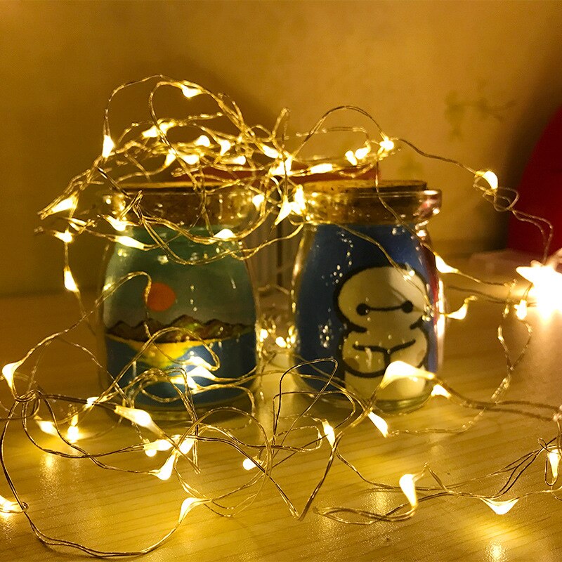 Christmas lights LED light string copper wire warm white color 10m 100 lights bronze wire plug-in models with remote control