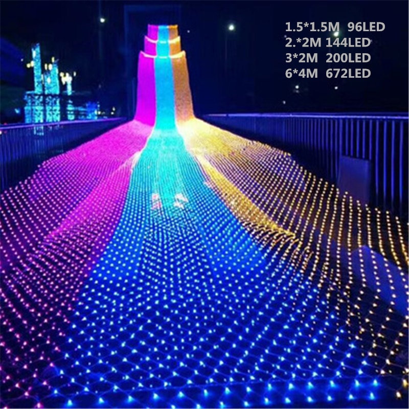 DHL LED Net Light 8 * 10M 8 kinds of patterns of weaving rope Christmas lights Holiday Lights garden lamp