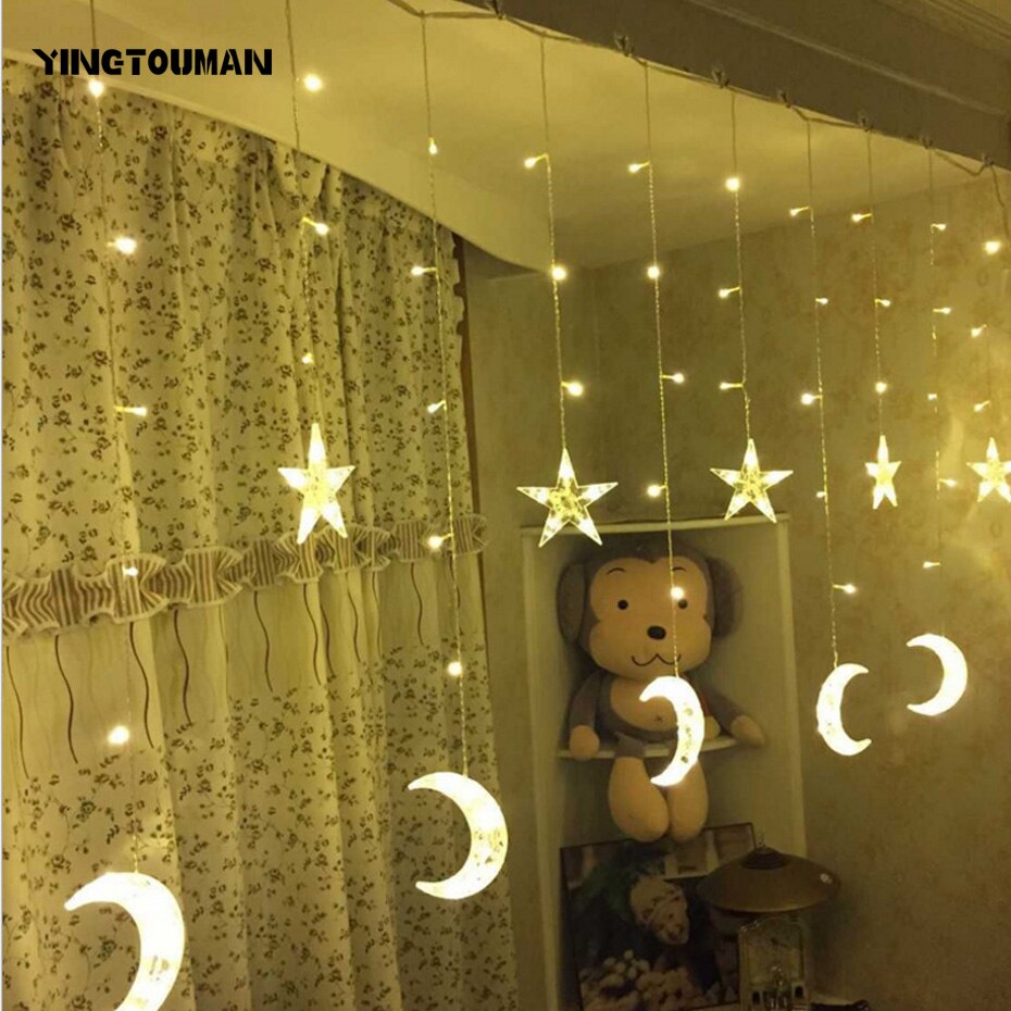YINGTOUMAN 138 LED 3M Christmas Lights Romantic Fairy Star LED Curtain String Lighting Holiday Wedding Garland Party Decoration