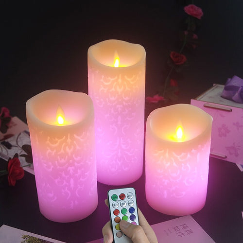 Remote Color Changing Led Wax Candle Light 3pcs/set ,Birthday Party Candle, Wedding Candles,Christmas/New Year Home Decoration
