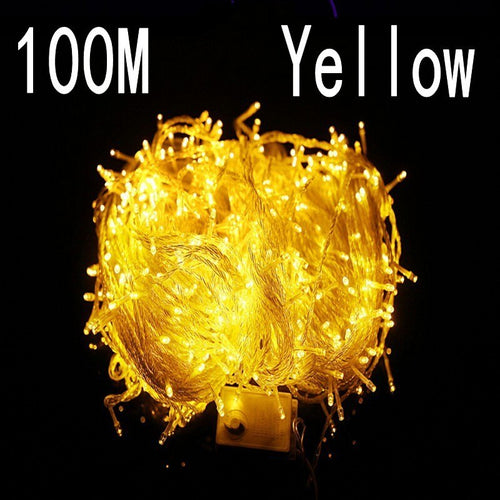 yellow colour 100 meter 800 LED Christmas Lights 8 Modes for Decorative Christmas Holiday Wedding Parties Indoor / Outdoor Use