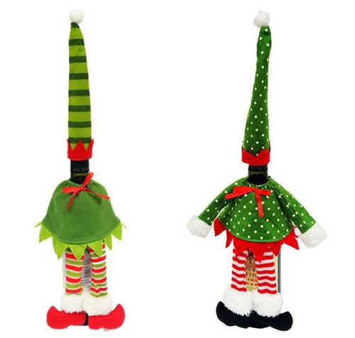 Christmas Decoration supplies Polka Dot /stripe red Wine Bottle Cover Bags For Christmas home party red Wine Bottle decor