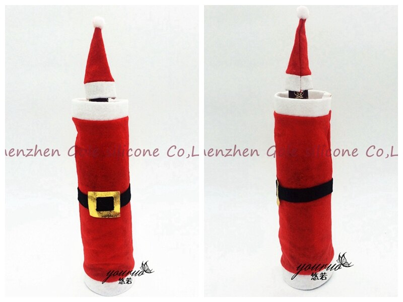 500set/lot Christmas Santa Claus red wine bottle cover bags Christmas dinner table decoration at home come party decors