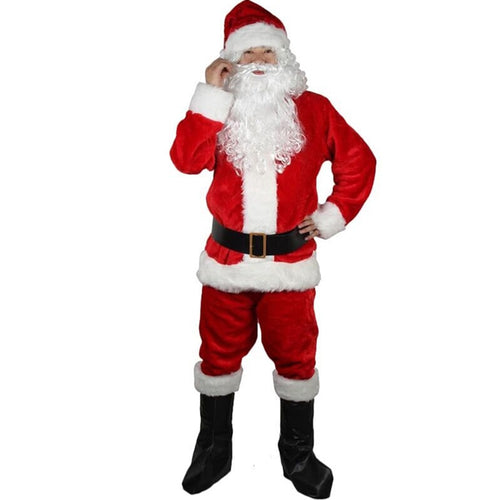A FULL SET OF CHRISTMAS COSTUMES SANTA CLAUS FOR ADULTS RED CHRISTMAS CHRISTMAS DAY COST CLOTHES SANTA CLAUS COSTUME LUXURY SUIT