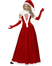 Load image into Gallery viewer, 5Pcs/Set Adult Christmas Party Women Santa Claus Costume Red Velvet XMAS Dress Christmas Holiday Long Dress