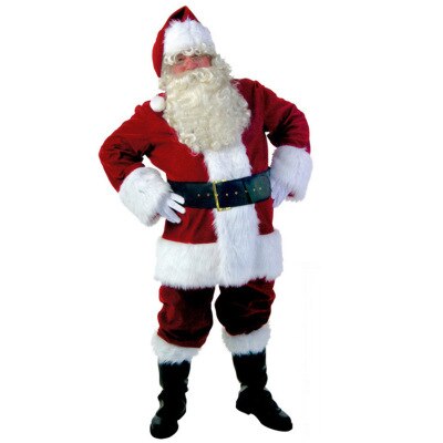 New Year's Gift Santa Claus Set of Clothes Christmas Costume Cosplay Beard Glasses Hat Bag Boots Warm Set  nightmare christmas
