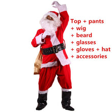 Load image into Gallery viewer, Cosplay Christmas Santa Claus Costumes Suit Father Fancy Clothes Xmas Props Men Coat Pants Beard Belt Hat Christmas Set