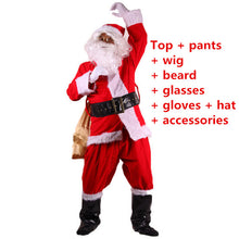 Load image into Gallery viewer, Adult Christmas Santa Claus Costumes Suit Father Fancy Clothes Xmas Cosplay Props Men Coat Pants Beard Belt Hat Christmas Set