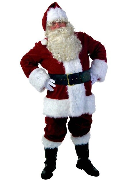 6 Pcs Luxury Christmas Costumes Red Santa Claus Costume Adults Xmas Uniform Mens Suit