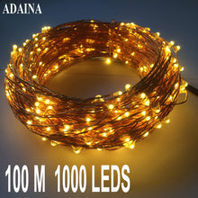 Load image into Gallery viewer, 100M 1000 LED Lights Copper Wire String Light Outdoor Waterproof Fairy Lamp For Garden Wedding Christmas Decorations For Home