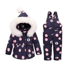 Load image into Gallery viewer, BibiCola Winter Children Set Christmas Clothes Baby Boys Girls Clothing Set Kids Tracksuit Down Snowsuit +Bib Pants 2PCS Suit