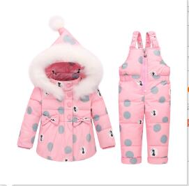 BibiCola Winter Children Set Christmas Clothes Baby Boys Girls Clothing Set Kids Tracksuit Down Snowsuit +Bib Pants 2PCS Suit