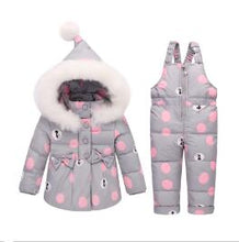 Load image into Gallery viewer, BibiCola Winter Children Set Christmas Clothes Baby Boys Girls Clothing Set Kids Tracksuit Down Snowsuit +Bib Pants 2PCS Suit