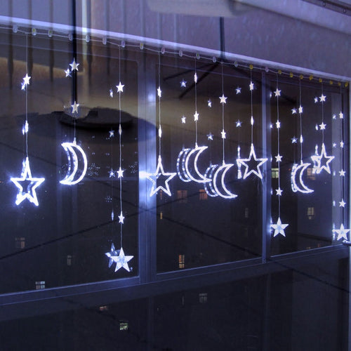 Holiday decoration Christmas lights LED stars moon curtains lantern string, long 3M,high 1.5M