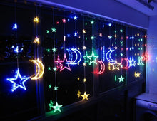 Load image into Gallery viewer, Holiday decoration Christmas lights LED stars moon curtains lantern string, long 3M,high 1.5M