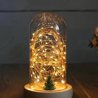 Glass Display Cloche Domes LED Lights for Christmas Wedding Decoration USB Fairy Lights Copper Wire LED String Lights luminaire