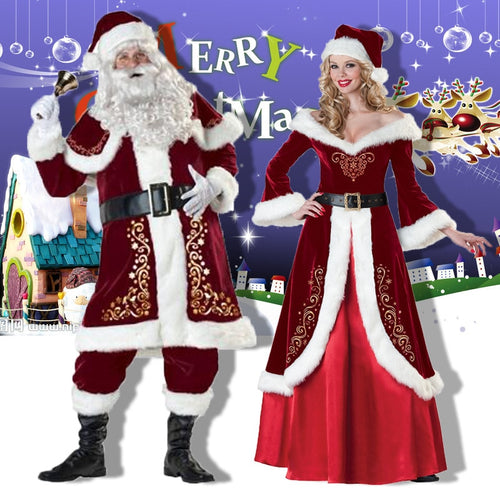 A Full Set Of Christmas Costumes Santa Claus For Adults Red Christmas Clothes Men Santa Claus Costume Luxury Suit