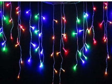 Load image into Gallery viewer, New 12M Droop 0.3-0.75m 360 LED Icicle String Light Christmas Wedding Xmas Party Decoration Snowing Curtain Light And Tail Plug